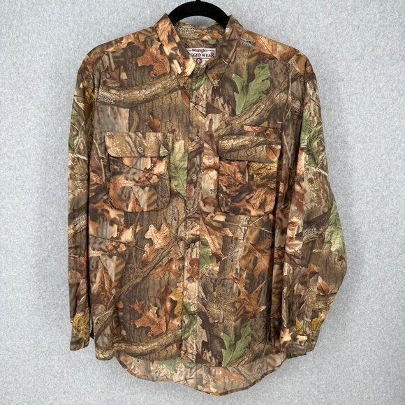 Wrangler Mens Rugged Wear VTG Button Up Shirt Size XXL Advantage Timber Camo - Picture 1 of 14